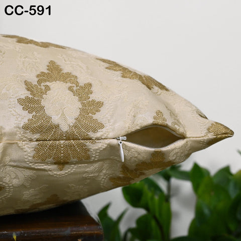 Ivory Brocade Silk Luxury Cushion Pillowcase Square Cushion Cover Pillow Sham Cover Brocade Decorative Sofa Bed Throw Pillow Designer Fabric