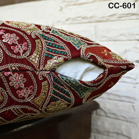 Embroidered Pillowcase | Indian Handmade Embroidery Throw Pillow cover Decorative Body Sham, Cushion Cover Boho Home Decor HouseWarming Gift