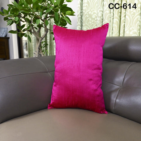 Elegant pink silk lumbar pillow cover made from Dupioni silk, minimalist home accent
