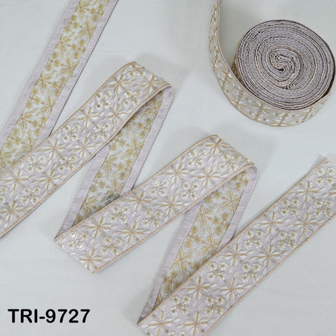 9 Yard Mauve Embroidery Ribbons 6cm Indian Sari Border Embroidered Crafting Sewing Tablecloth Lampshade making Home Decor Costumes Trimming