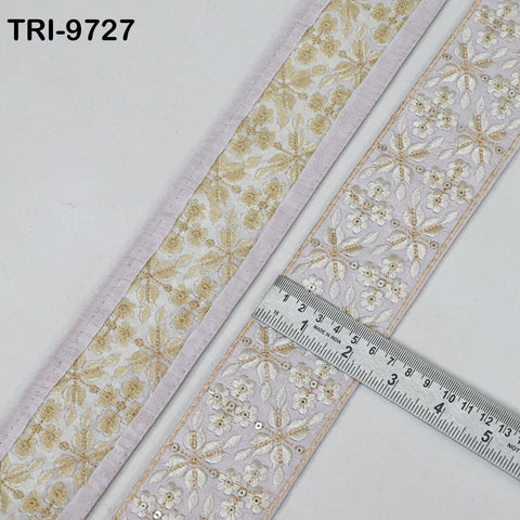 9 Yard Mauve Embroidery Ribbons 6cm Indian Sari Border Embroidered Crafting Sewing Tablecloth Lampshade making Home Decor Costumes Trimming