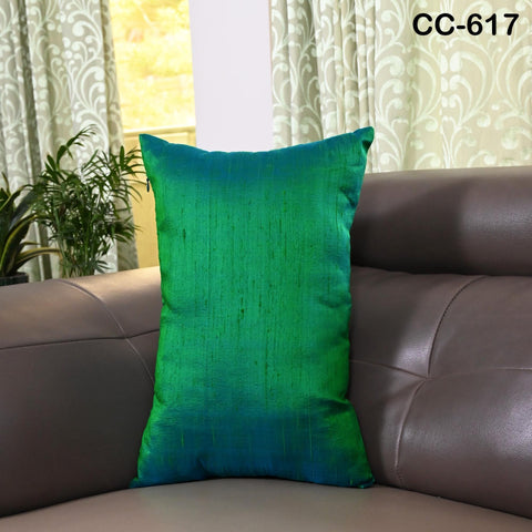 Iridescent Green Dupioni Pure Silk Pillowcase Cushion Cover Handmade Luxury Throw Pillow Decorative Home Decor House Warming Bridal Gift Her