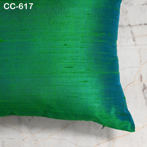 Iridescent Green Dupioni Pure Silk Pillowcase Cushion Cover Handmade Luxury Throw Pillow Decorative Home Decor House Warming Bridal Gift Her