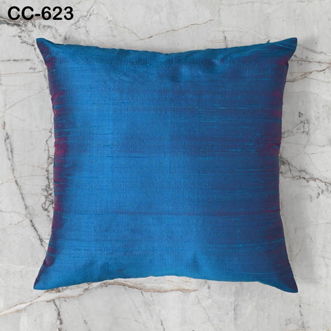 Blue Red Dupioni Cushion Cover | Pure Silk Throw Pillow | Two tone Silk Decorative Pillowcase | Home Decor Gift for House Warming Shower