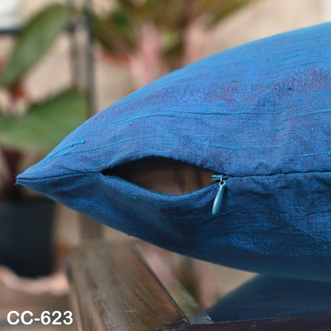 Blue Red Dupioni Cushion Cover | Pure Silk Throw Pillow | Two tone Silk Decorative Pillowcase | Home Decor Gift for House Warming Shower