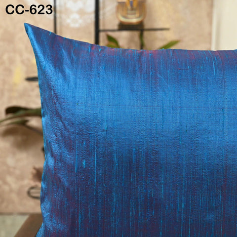 Blue Red Dupioni Cushion Cover | Pure Silk Throw Pillow | Two tone Silk Decorative Pillowcase | Home Decor Gift for House Warming Shower