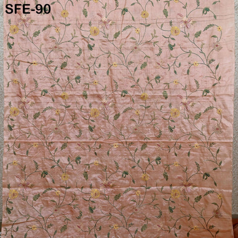 Pure Tussar Silk Embroidery Fabric by the yard Indian Embroidered Raw Silk Wild Natural Handmade Peace Silk Tussah Dresses Material Costumes