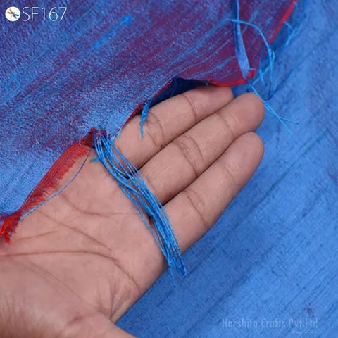 Blue Red Dupioni Cushion Cover | Pure Silk Throw Pillow | Two tone Silk Decorative Pillowcase | Home Decor Gift for House Warming Shower