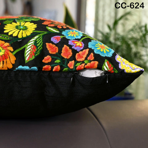 Boho Embroidered Cushion Cover | Decorative Pillowcase | Embroidered Throw Pillow | Home Decor Gifts for House Warming, Festive, Wedding