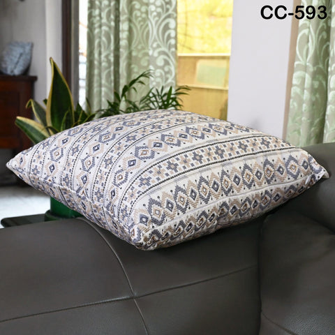 Boho Geometric Cushion Cover – Blue & Beige Embroidered Throw Pillow 16x16 | Tribal Bohemian Sofa Decor | Handmade Cover | Turkish kilim