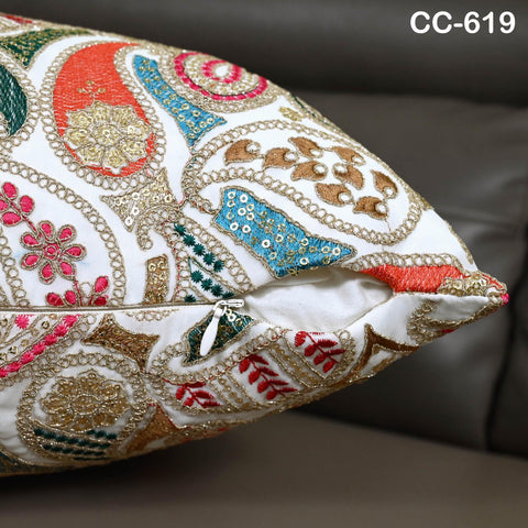 Boho Embroidered Cushion Pillowcase Handmade Embroidery Throw Pillow Cover Decorative Home Decor House Warming Bridal Shower Wedding Gifts