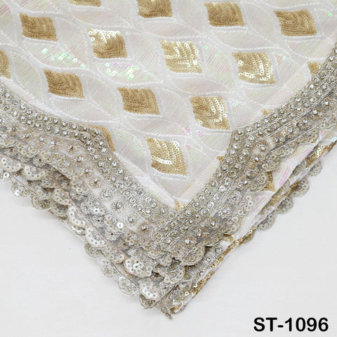 White Georgette Designer Dupatta for women, Bridal Wedding lehenga Chunni/Veil Sequin Scarf Indian Ethnic Dress Stole Ideal Gift Bridesmaid