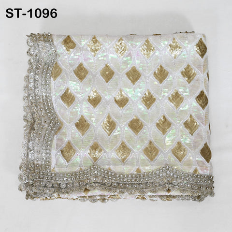 White Georgette Designer Dupatta for women, Bridal Wedding lehenga Chunni/Veil Sequin Scarf Indian Ethnic Dress Stole Ideal Gift Bridesmaid