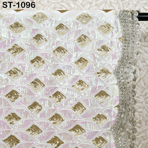 White Georgette Designer Dupatta for women, Bridal Wedding lehenga Chunni/Veil Sequin Scarf Indian Ethnic Dress Stole Ideal Gift Bridesmaid