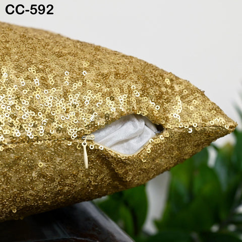 Gold Sequin Cushion Cover | Decorative Throw Pillow | Handmade Embroidered Pillowcase | Sofa Bed Accent | Glam Home Decor | Bridal Gift