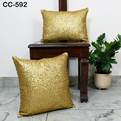 Gold Sequin Cushion Cover | Decorative Throw Pillow | Handmade Embroidered Pillowcase | Sofa Bed Accent | Glam Home Decor | Bridal Gift