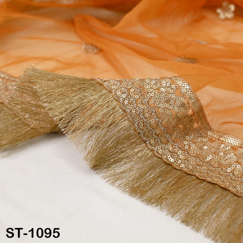 Orange Dupatta Sequin Embroidery Organza Dupatta Light Weight Indian Bridal Wedding Lehenga Women Chunni Veil Scarf Crafting Dress Gift Her