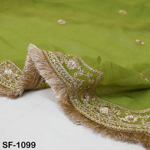 Green Georgette Dupatta for Women, Bridal Wedding lehenga Heavy Chunni Veil Sequin Scarf, Indian Ethnic Dress Costume Bridesmaid's Gift