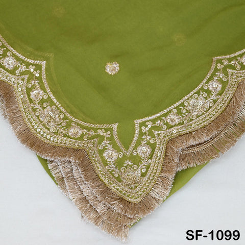 Green Georgette Dupatta for Women, Bridal Wedding lehenga Heavy Chunni Veil Sequin Scarf, Indian Ethnic Dress Costume Bridesmaid's Gift