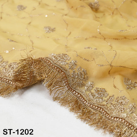 Beige Georgette Dupatta for Women, Bridal Wedding lehenga Heavy Chunni Veil Sequin Scarf, Indian Ethnic Dress Costume Bridesmaid's Gift