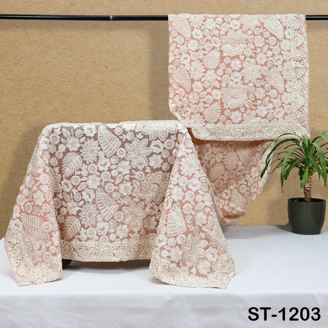 Peach Embroidered Dupatta Women Embroidery Georgette Chunni Bridal Veil Lehenga Wrap Stole Festival Wedding Punjabi Dress Chunri 2.4 Yard