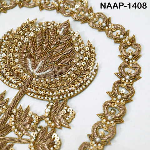 1 set of Decorative Zardozi Wedding Blouse Back Patches Indian Embroidered Shoulder Applique DIY Crafting Embellishment Boutique Supplies