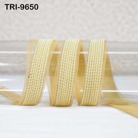 Decorative Gold Beaded Trim by 3 Yard Wedding Dresses Bridal Belt Sashes Indian Laces Costume Crafting Sewing Sari Border Embellishments