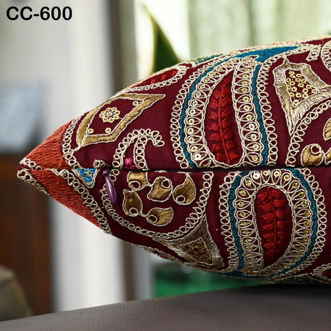 Embroidered Pillowcase | Indian Handmade Embroidery Throw Pillow cover Decorative Body Sham, Cushion Cover Boho Home Decor HouseWarming Gift