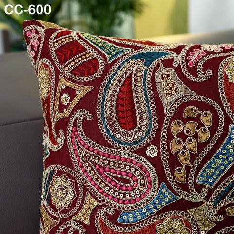 Embroidered Pillowcase | Indian Handmade Embroidery Throw Pillow cover Decorative Body Sham, Cushion Cover Boho Home Decor HouseWarming Gift