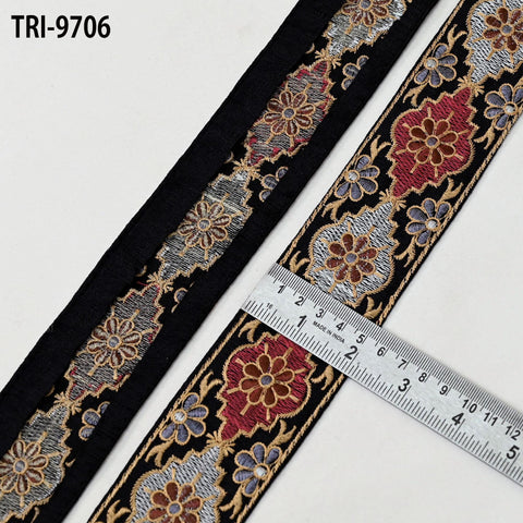 9 Yard Indian Embroidery Ribbon Embellishment Fabric 5cm Trim Embroidered Dog Collars Crafting Costumes Junk Journals Beach Bag Shoes making