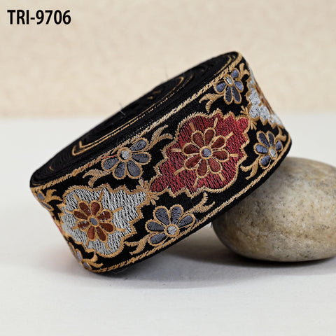 9 Yard Indian Embroidery Ribbon Embellishment Fabric 5cm Trim Embroidered Dog Collars Crafting Costumes Junk Journals Beach Bag Shoes making