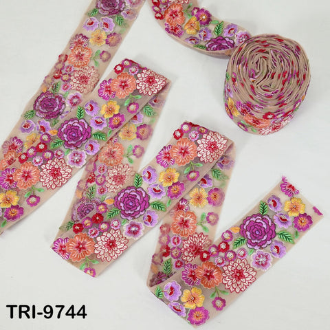 3 Yard Floral Embroidery 65mm Ribbon Fabric Trim Embroidered Saree Border Crafting Sewing Beach Bags Home Decor Embellishment Trimmings