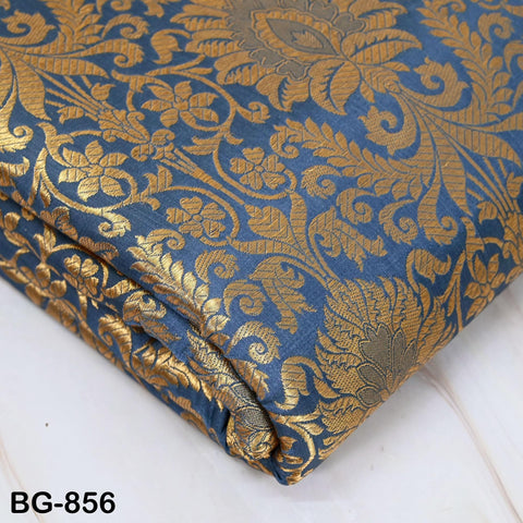 Indian Grey Brocade by the Yard Banarasi Fabric Wedding Dress Bridesmaid Lehenga Blouses Home Furnishing Fabric Banaras Crafting Brocade