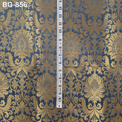 Indian Grey Brocade by the Yard Banarasi Fabric Wedding Dress Bridesmaid Lehenga Blouses Home Furnishing Fabric Banaras Crafting Brocade