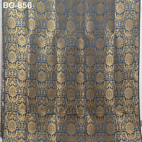 Indian Grey Brocade by the Yard Banarasi Fabric Wedding Dress Bridesmaid Lehenga Blouses Home Furnishing Fabric Banaras Crafting Brocade