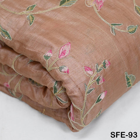 Pure Tussar Silk Embroidery Fabric by the yard Indian Embroidered Raw Silk Wild Natural Handmade Peace Silk Tussah Dresses Material Costumes