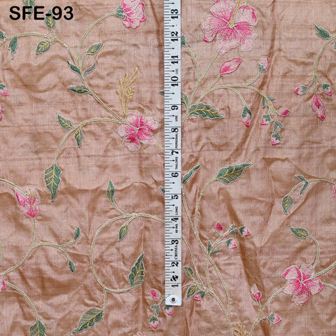 Pure Tussar Silk Embroidery Fabric by the yard Indian Embroidered Raw Silk Wild Natural Handmade Peace Silk Tussah Dresses Material Costumes