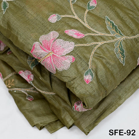 Pure Tussar Silk Embroidery Fabric by the yard Indian Embroidered Raw Silk Wild Natural Handmade Peace Silk Tussah Dresses Material Costumes