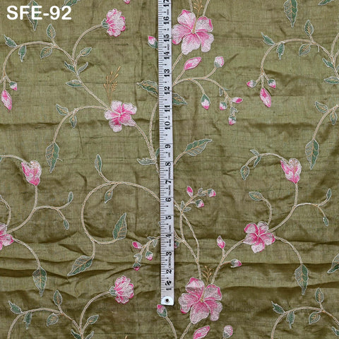 Pure Tussar Silk Embroidery Fabric by the yard Indian Embroidered Raw Silk Wild Natural Handmade Peace Silk Tussah Dresses Material Costumes