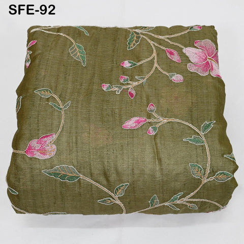 Pure Tussar Silk Embroidery Fabric by the yard Indian Embroidered Raw Silk Wild Natural Handmade Peace Silk Tussah Dresses Material Costumes