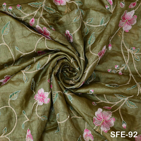 Pure Tussar Silk Embroidery Fabric by the yard Indian Embroidered Raw Silk Wild Natural Handmade Peace Silk Tussah Dresses Material Costumes