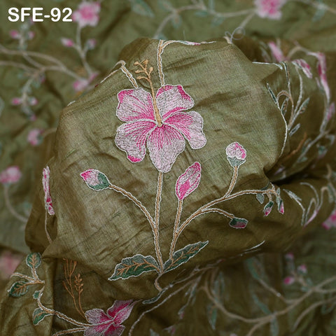 Pure Tussar Silk Embroidery Fabric by the yard Indian Embroidered Raw Silk Wild Natural Handmade Peace Silk Tussah Dresses Material Costumes