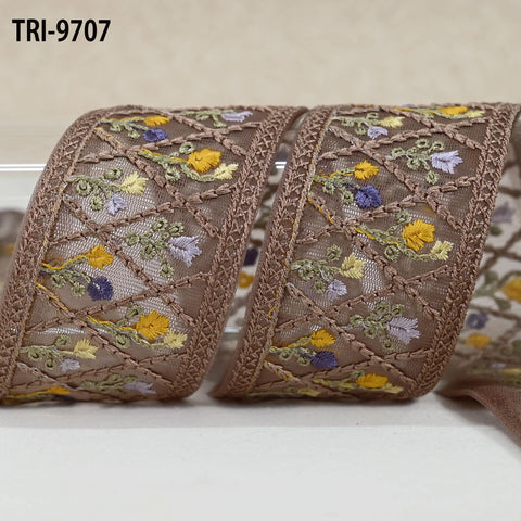 3 Yard Indian Embroidery Fabric Trim Embellishments DIY Crafting Sewing Saree Indian Sari Border Embroidered Ribbons Decorative Tapes 5cm