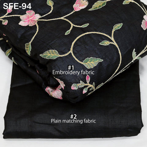 Pure Tussar Silk Embroidery Fabric by the yard Indian Embroidered Raw Silk Wild Natural Handmade Peace Silk Tussah Dresses Material Costumes