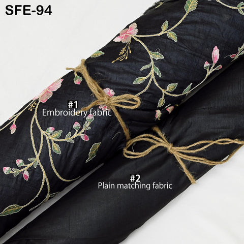 Pure Tussar Silk Embroidery Fabric by the yard Indian Embroidered Raw Silk Wild Natural Handmade Peace Silk Tussah Dresses Material Costumes