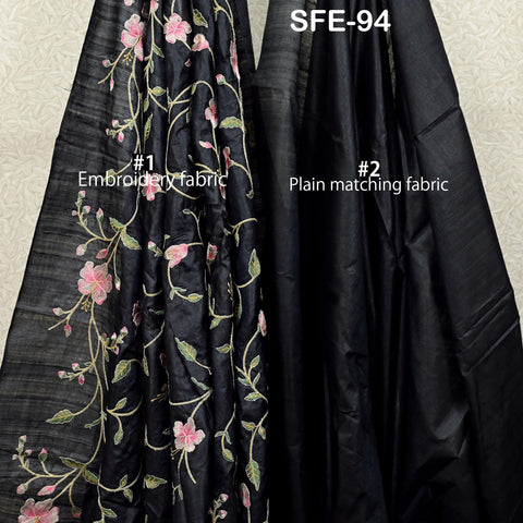 Pure Tussar Silk Embroidery Fabric by the yard Indian Embroidered Raw Silk Wild Natural Handmade Peace Silk Tussah Dresses Material Costumes