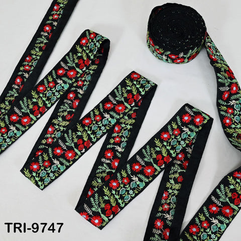 9 Yard Indian 5cm Trim Decor Sari Border Craft Ribbons Sewing Fabric Embroidered Decorative Lampshades, Making Footwear Home Decor Trimmings