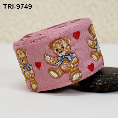 3 Yard Teddy Bear Embroidery Ribbon Indian Sari Border Embroidered DIY Crafting Sewing Junk Journals Kids Costumes Home Decor Trimming 6cm