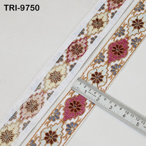 9 Yard Indian Embroidery Ribbon Embellishment Fabric 5cm Trim Embroidered Dog Collars Crafting Costumes Junk Journals Beach Bag Shoes making