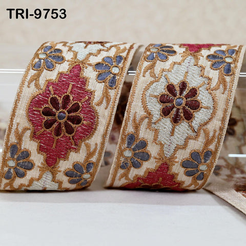 9 Yard Indian Embroidery Ribbon Embellishment Fabric 5cm Trim Embroidered Dog Collars Crafting Costumes Junk Journals Beach Bag Shoes making